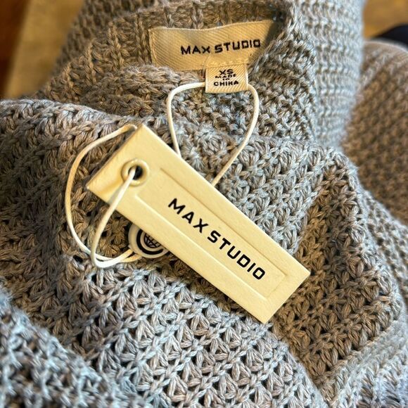 Max Studio light gray lightweight long knit open front dolman sleeve cardigan XS - Picture 7 of 7